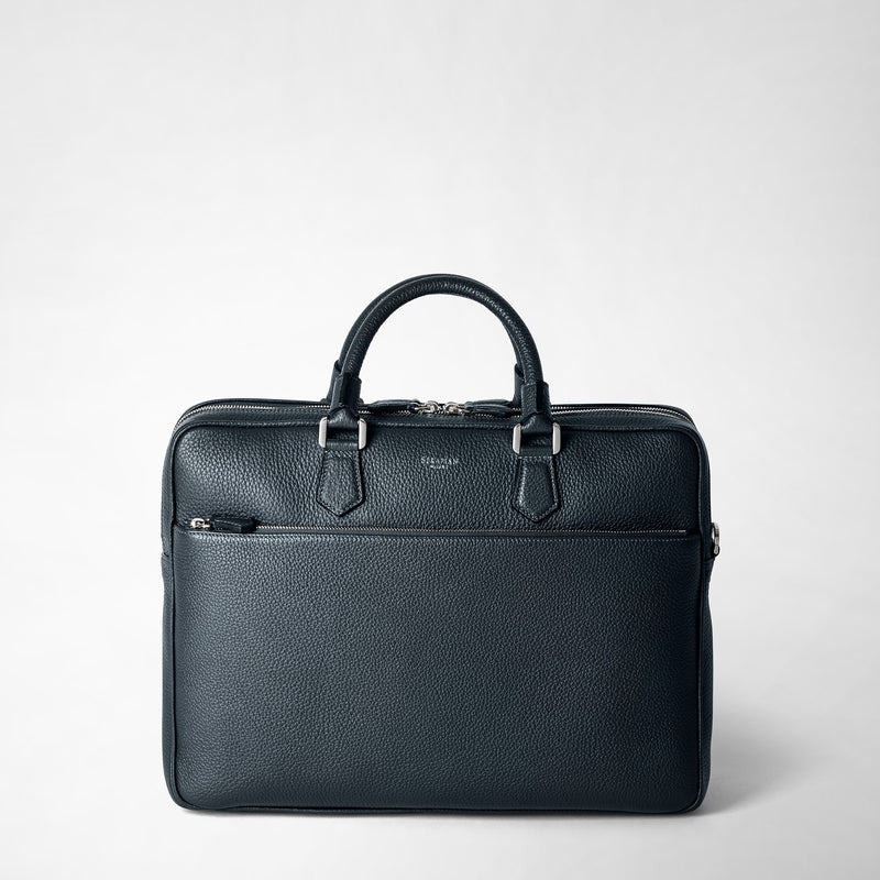 Serapian Borsa business grande in pelle cachemire blu navy Nuova