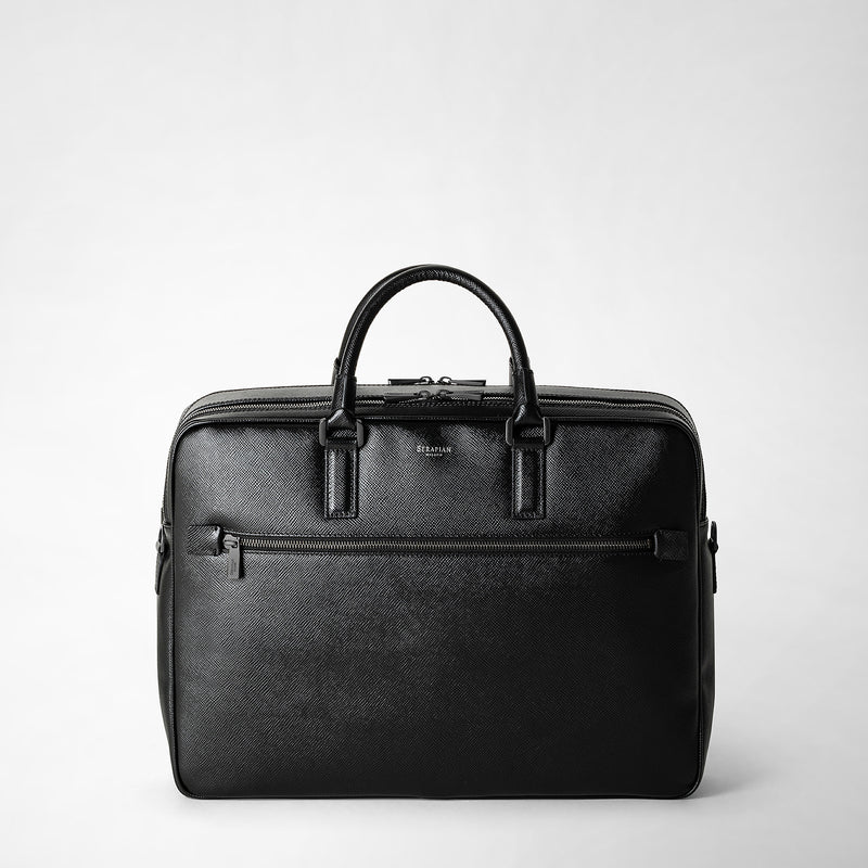 Serapian Borsa business doppio scomparto pelle evoluzione nero Nuovo
