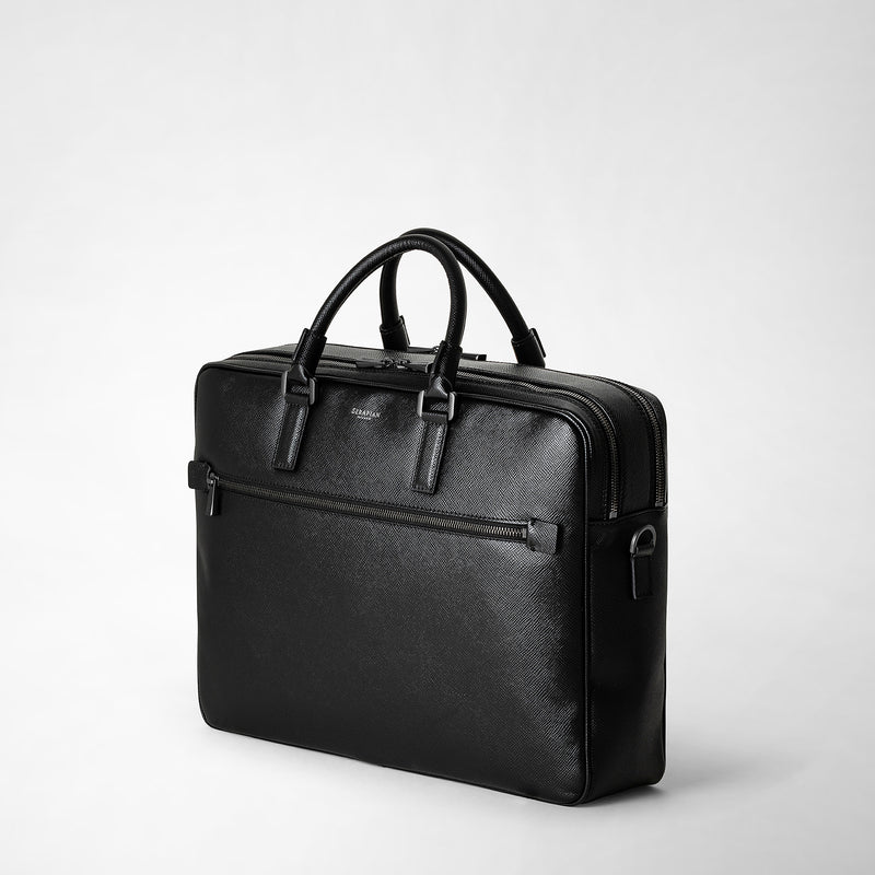 Serapian Borsa business doppio scomparto pelle evoluzione nero Nuovo