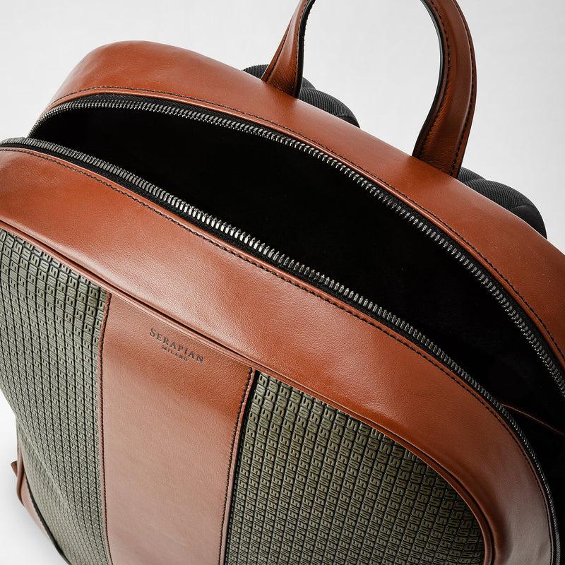 Serapian Backpack in stepan kaki and cuoio Sottocosto
