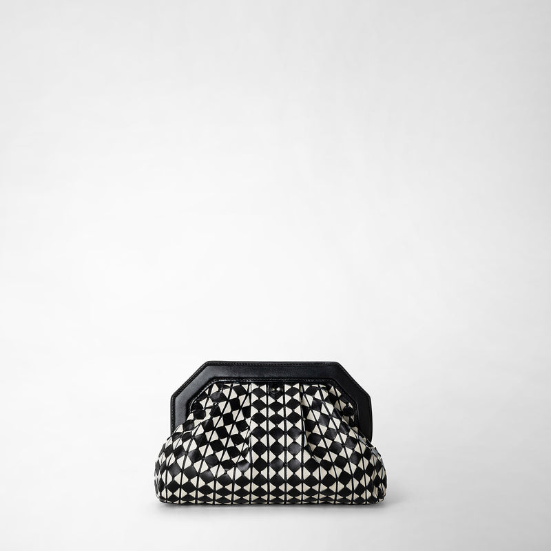 Serapian Clutch secret in mosaico nero-panna Promozione Limitata
