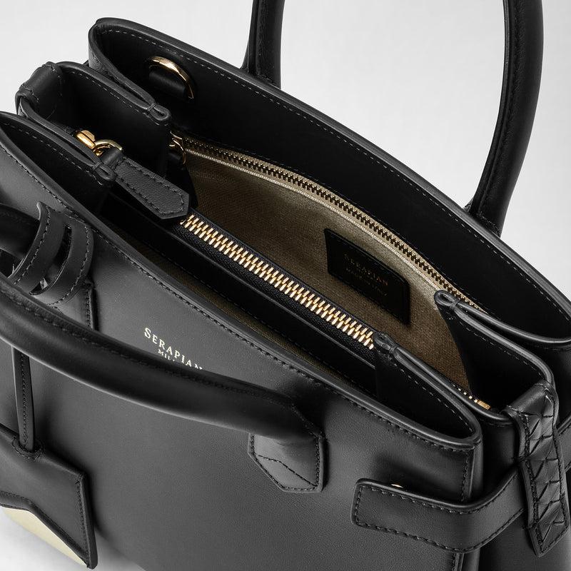 Serapian Meline' handbag in seta leather black Pezzi Unici