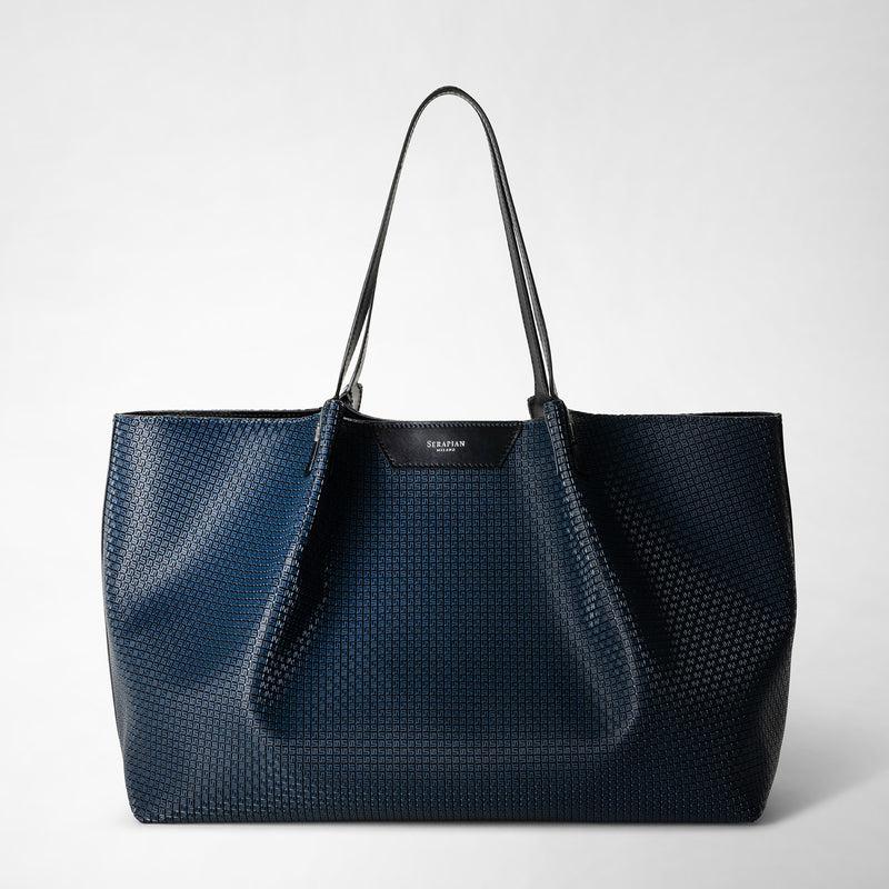 Serapian Tote bag secret in stepan blu oceano-nero Sconto