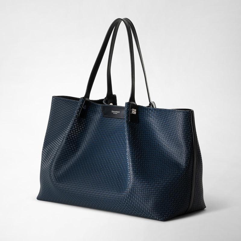 Serapian Tote bag secret in stepan blu oceano-nero Sconto