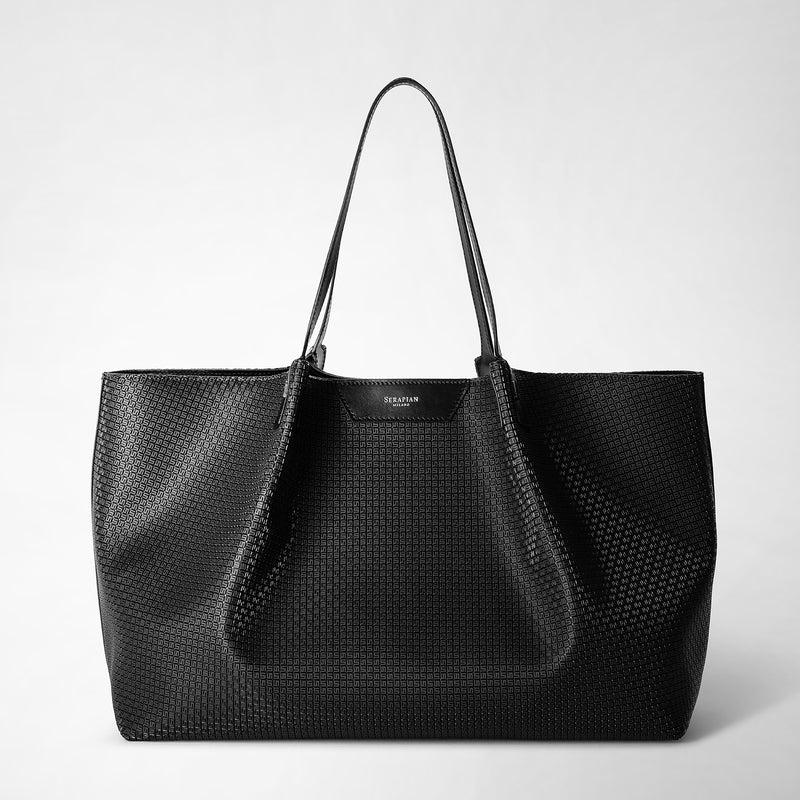 Serapian Tote bag secret in stepan nero-nero eclissi Offerta