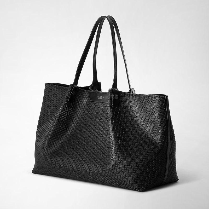 Serapian Tote bag secret in stepan nero-nero eclissi Offerta