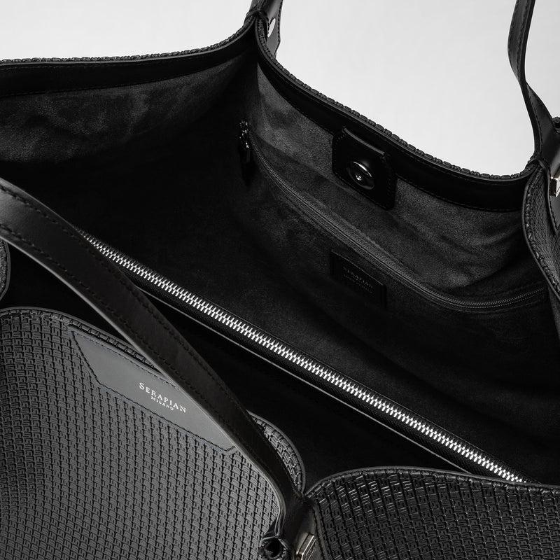 Serapian Tote bag secret in stepan nero-nero eclissi Offerta