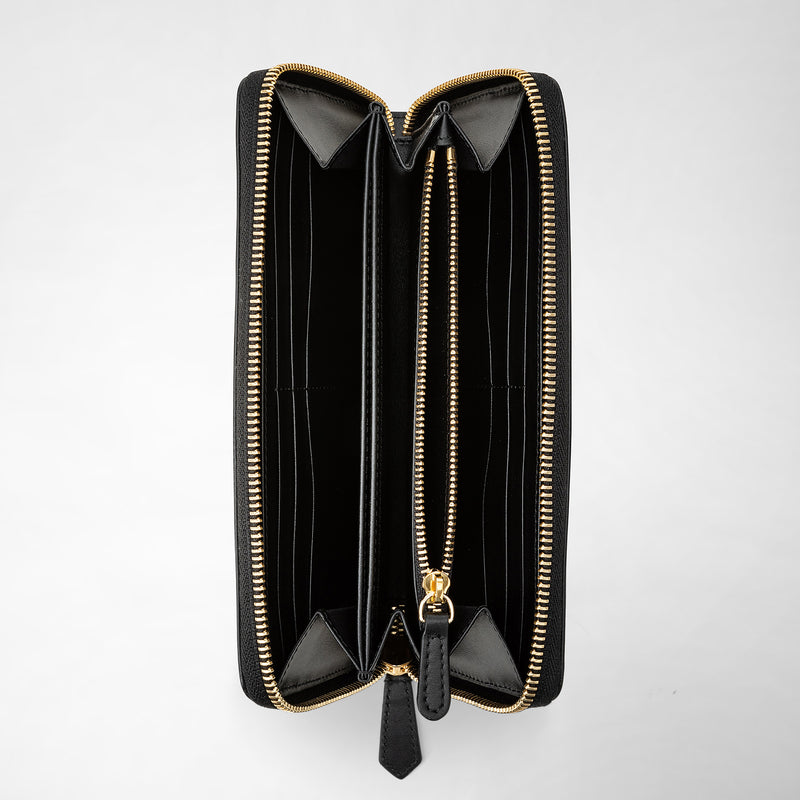 Serapian Portafoglio con zip in mosaico nero-panna Economico