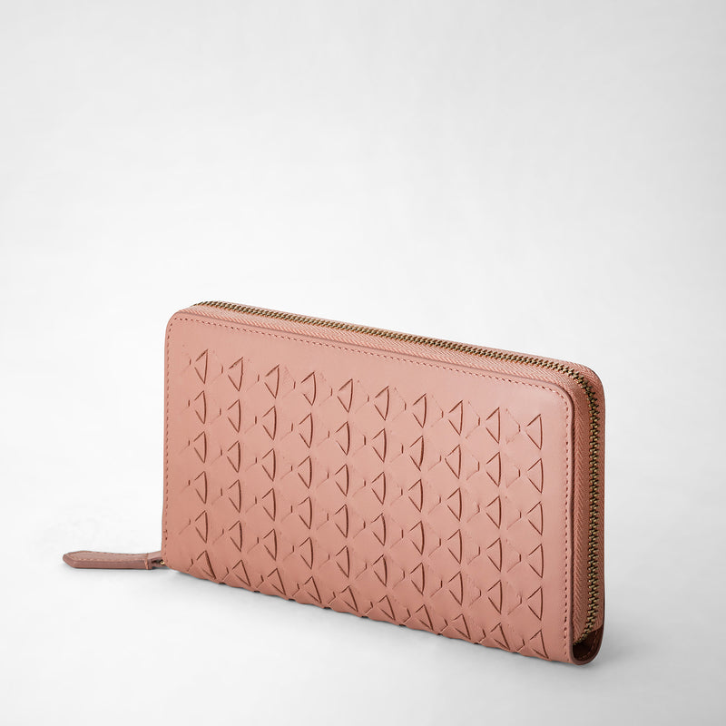 Serapian Portafoglio con zip in mosaico blush Online