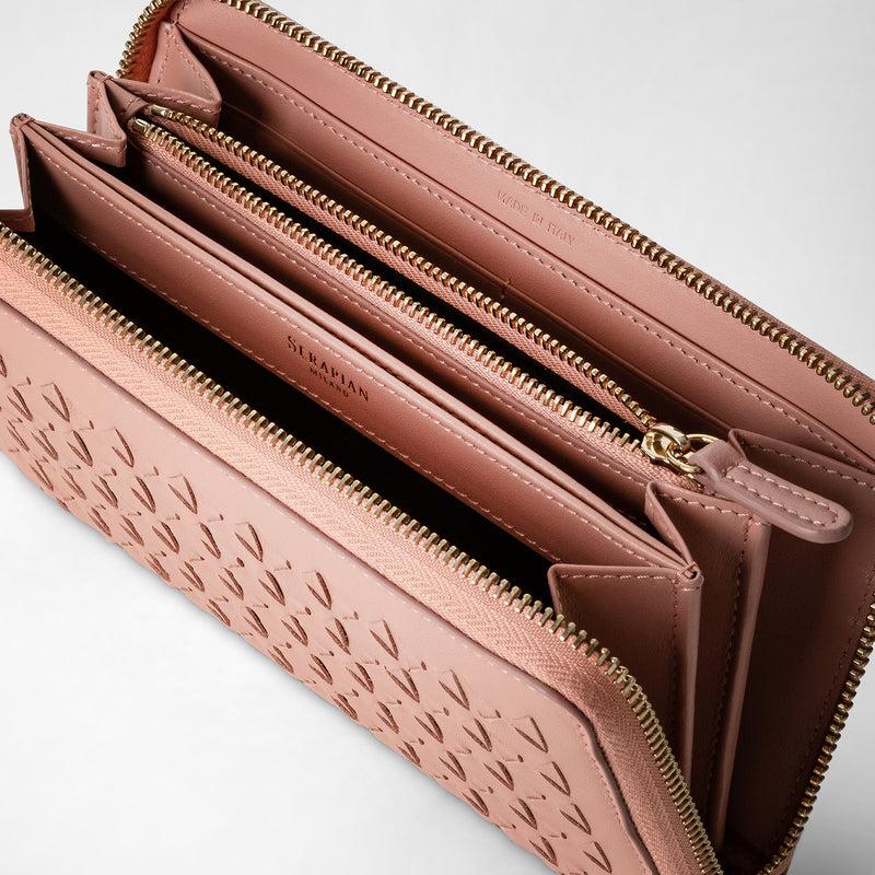Serapian Portafoglio con zip in mosaico blush Online