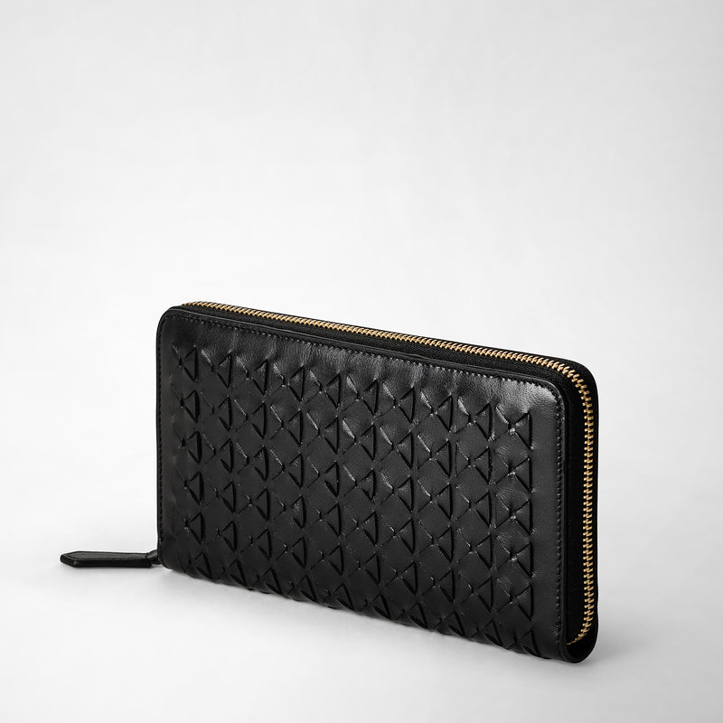 Serapian Portafoglio con zip in mosaico nero Outlet