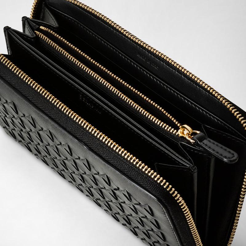 Serapian Portafoglio con zip in mosaico nero Outlet