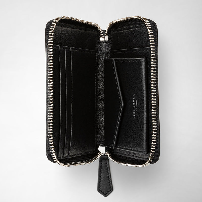 Serapian Portafoglio mini con zip in mosaico nero-panna Flash Sale