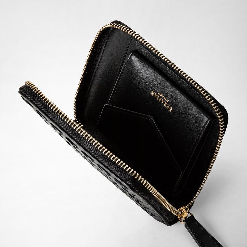 Serapian Portafoglio mini con zip in mosaico nero 2025