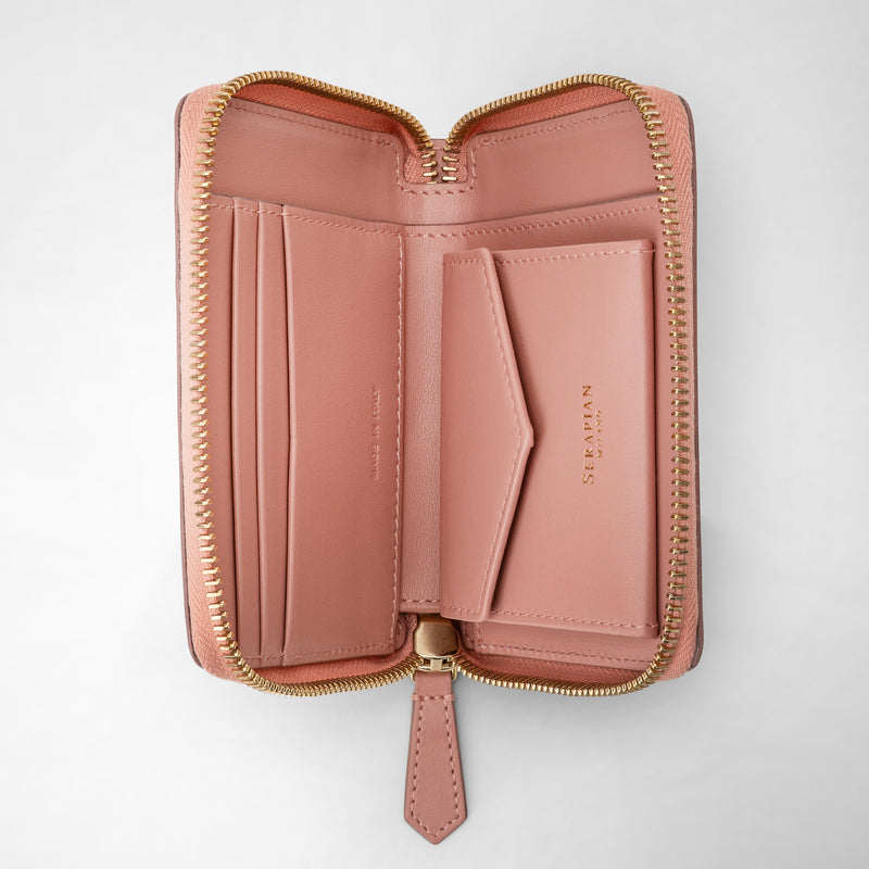 Serapian Portafoglio mini con zip in mosaico blush In Linea