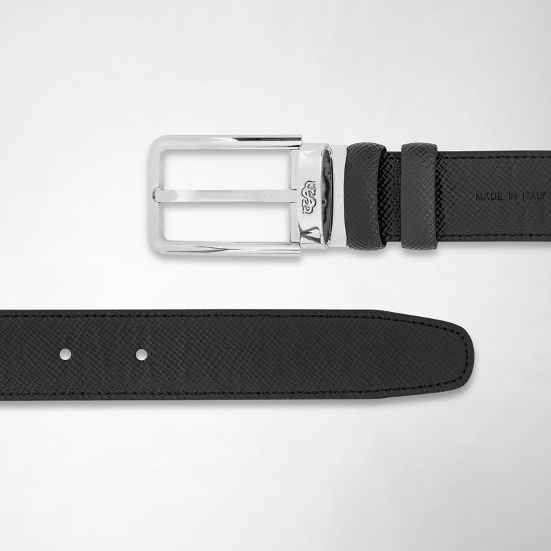 Serapian Reversible belt in evoluzione leather black navy blue Fino Al -60%