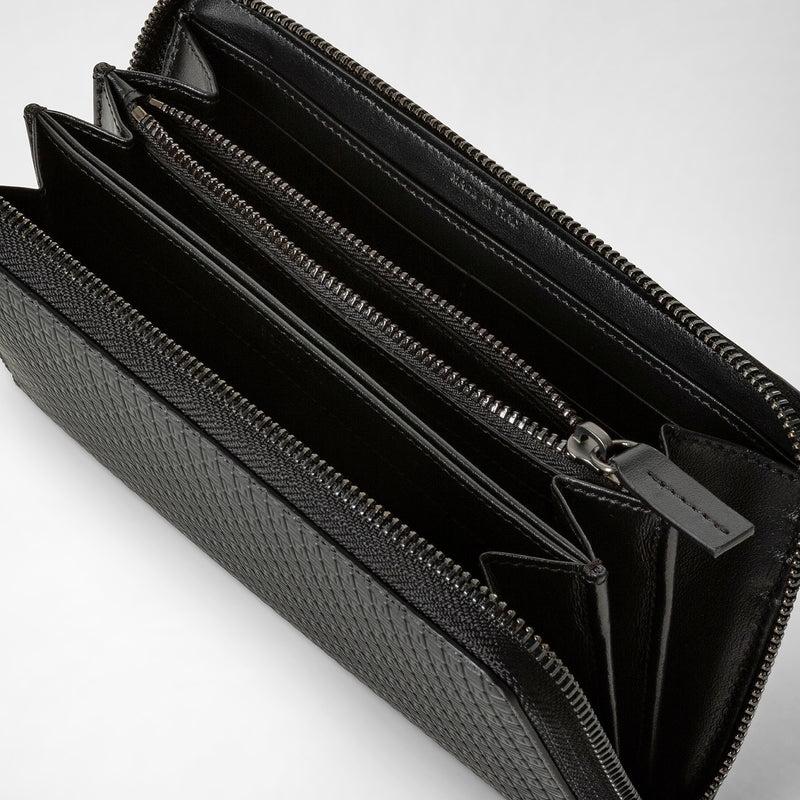 Serapian Portafoglio con zip in stepan nero-nero eclissi Shopping Online