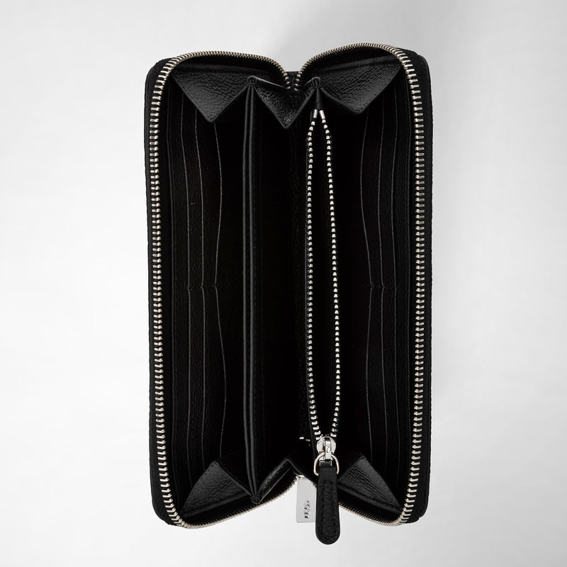 Serapian Portafoglio con zip in pelle rugiada nero Saldi