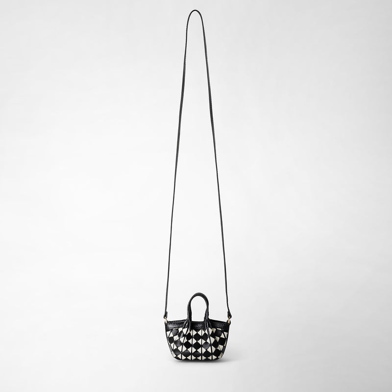 Serapian Borsa secret nano in mosaico nero-panna Saldi Di Fabbrica