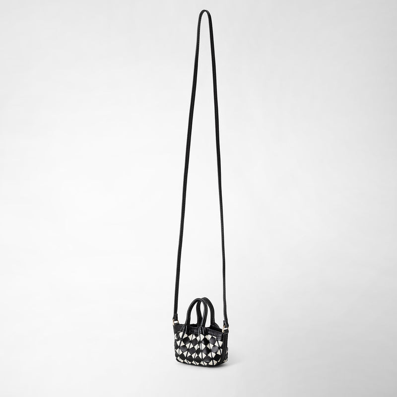 Serapian Borsa secret nano in mosaico nero-panna Saldi Di Fabbrica