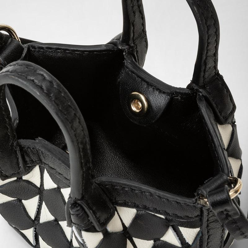 Serapian Borsa secret nano in mosaico nero-panna Saldi Di Fabbrica