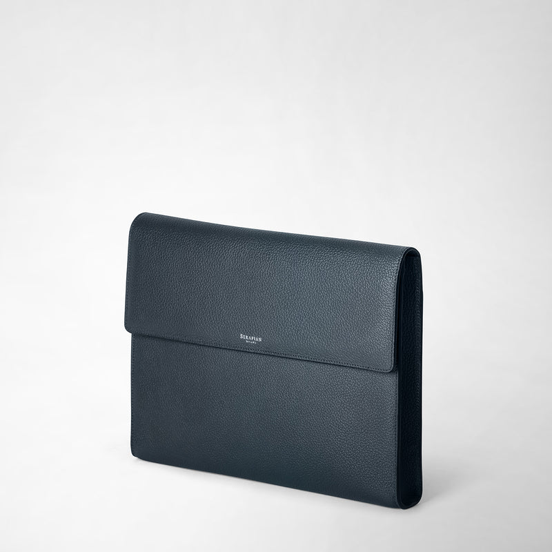 Serapian Portadocumenti con patta in pelle cachemire blu navy Italia