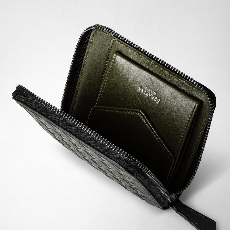 Serapian Mini zip wallet in mosaico eclipse black moss green Promozione