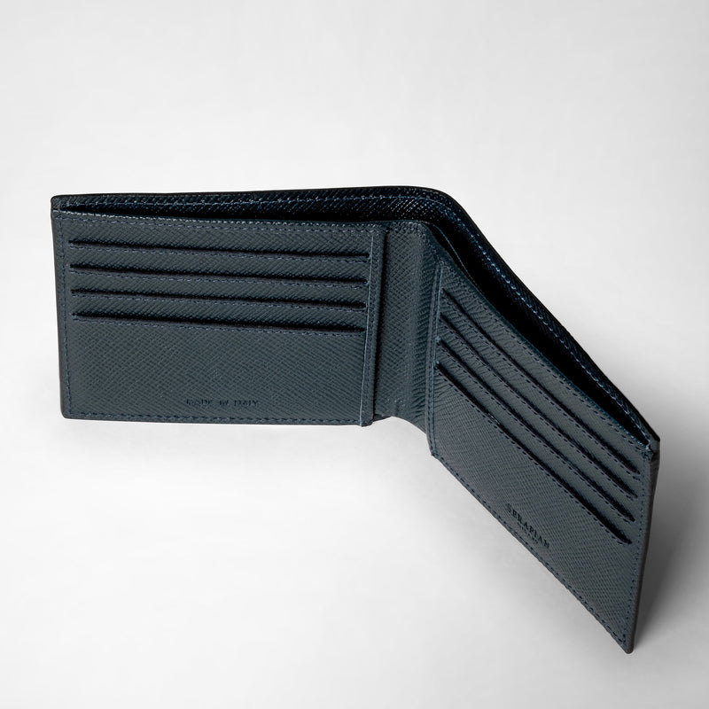 Serapian Portafoglio 8 carte pelle evoluzione blu navy Soddisfazione Garantita