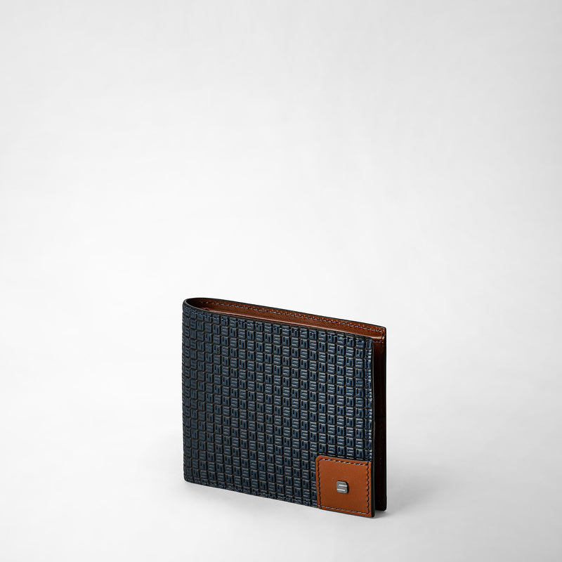 Serapian 8-card billfold wallet in stepan ocean blue-cuoio Consegna Veloce