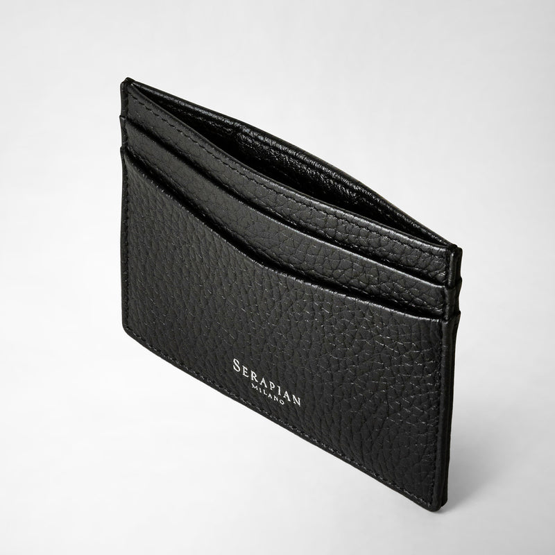 Serapian Portacarte per 4 carte in pelle cachemire nero Italy