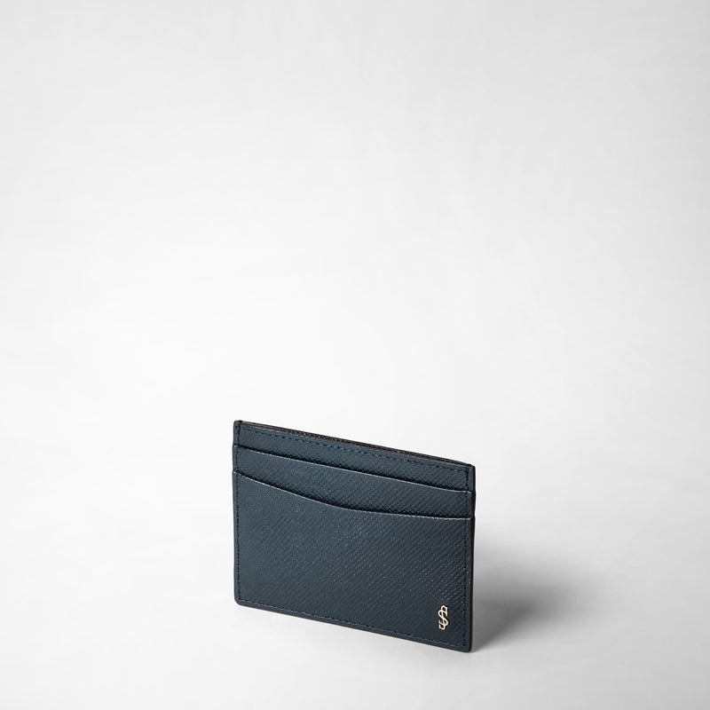 Serapian Portacarte per 4 carte in pelle evoluzione blu navy In Linea