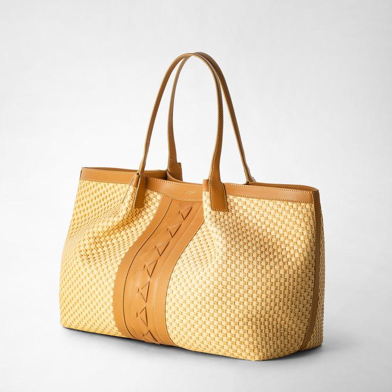 Serapian TOTE BAG SECRET IN RAFIA E PELLE SETA Pezzi Unici