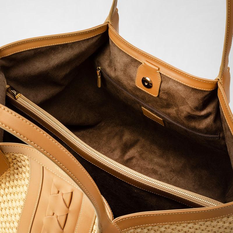 Serapian TOTE BAG SECRET IN RAFIA E PELLE SETA Pezzi Unici