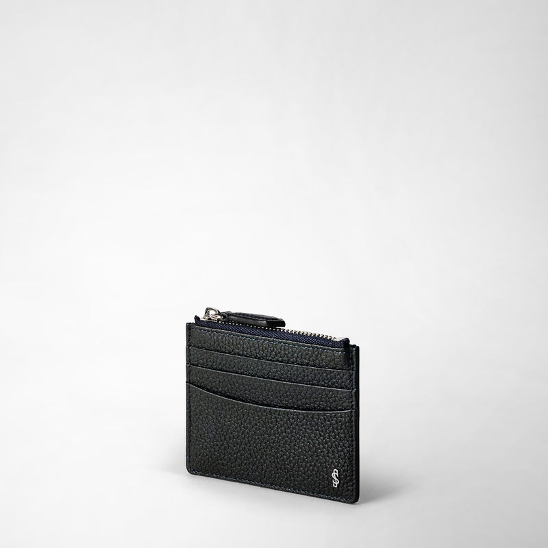 Serapian Zip card case in cachemire leather navy blue Acquista Ora