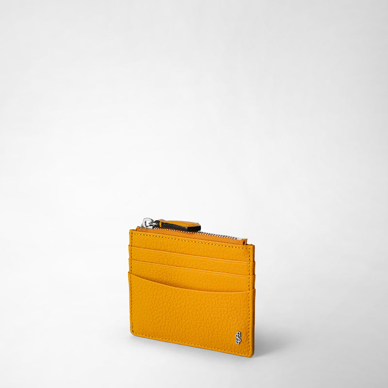 Serapian Zip card case in cachemire leather ochre Promozione Limitata