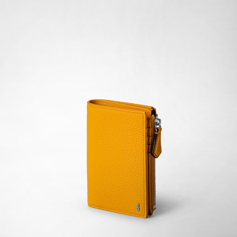 Serapian Vertical billfold with zip in cachemire leather ochre Online