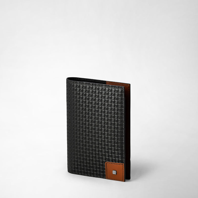 Serapian Passport holder in stepan 72 black cuoio Comprare a buon mercato
