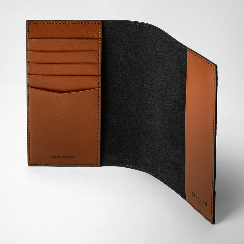 Serapian Passport holder in stepan 72 black cuoio Comprare a buon mercato