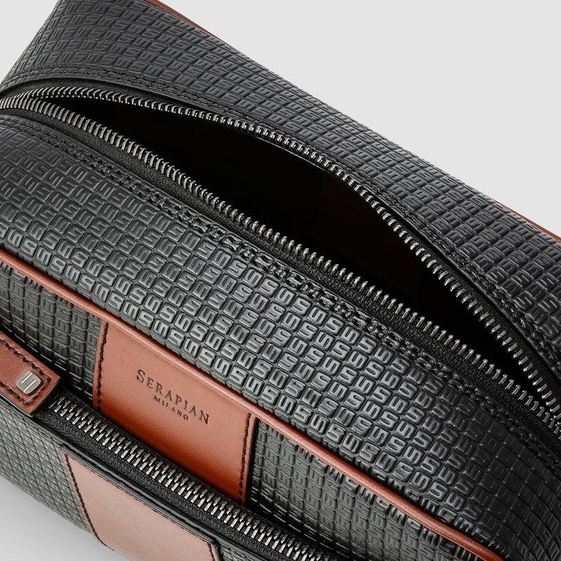 Serapian Washbag in stepan 72 black-cuoio Flash Sale