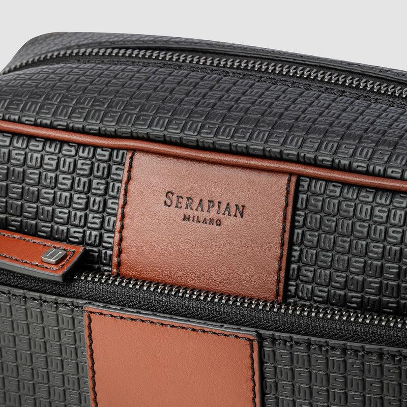 Serapian Washbag in stepan 72 black-cuoio Flash Sale