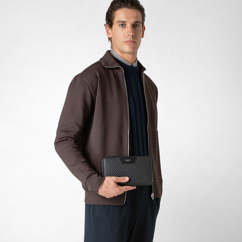Serapian POCHETTE DA VIAGGIO CON ZIP DOPPIA IN STEPAN Fornitura limitata