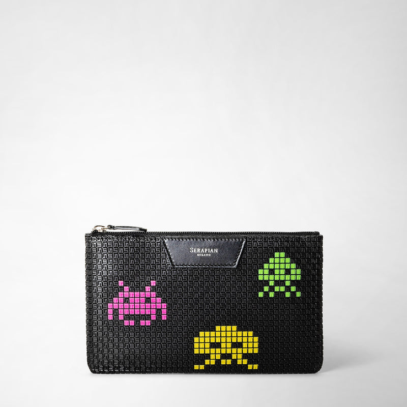 Serapian Pouch con zip in stepan nero space invaders Shopping online