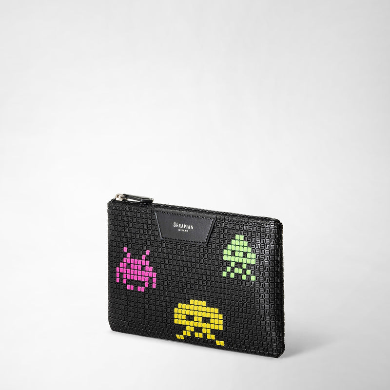 Serapian Pouch con zip in stepan nero space invaders Shopping online