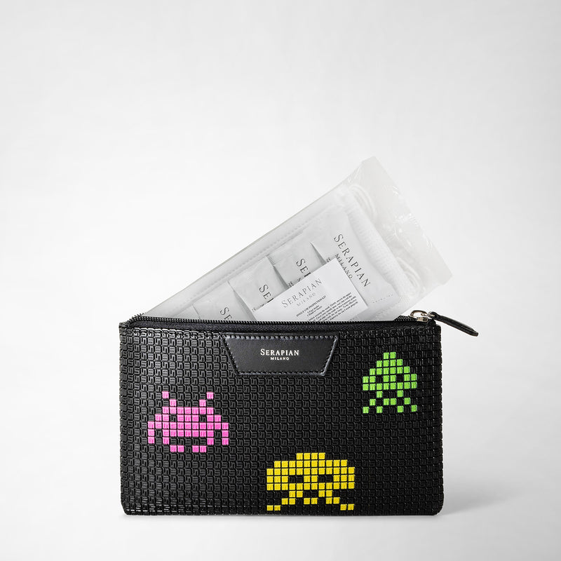 Serapian Pouch con zip in stepan nero space invaders Shopping online