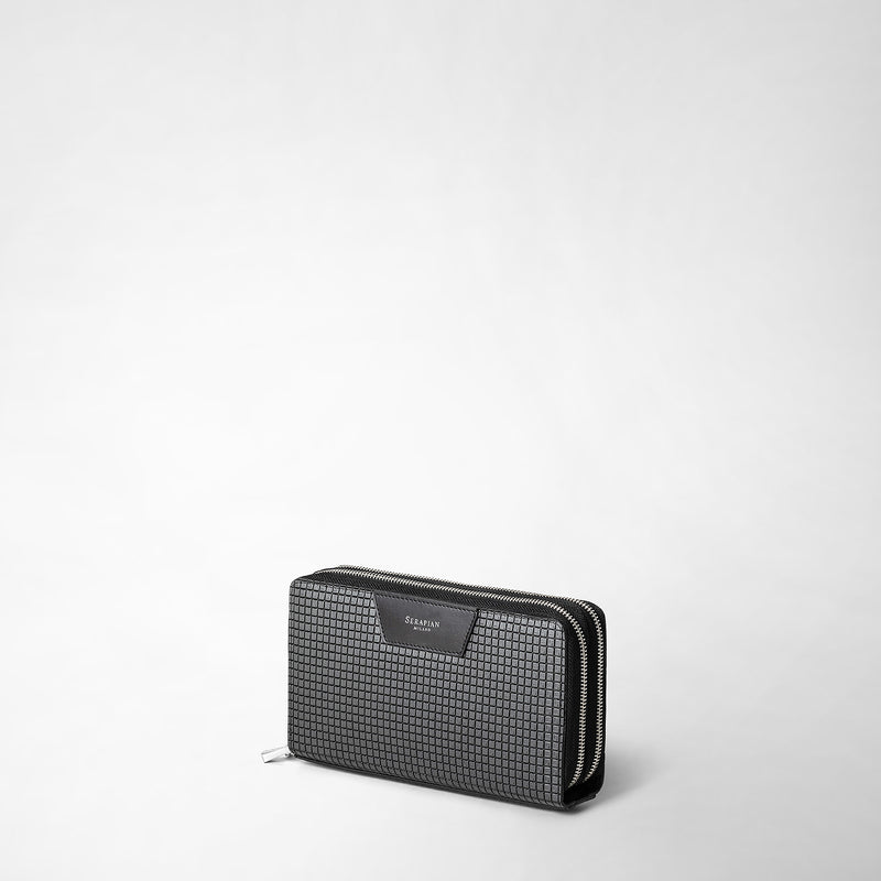Serapian Pochette da viaggio zip doppia in stepan asfalto-nero Offerta natalizia