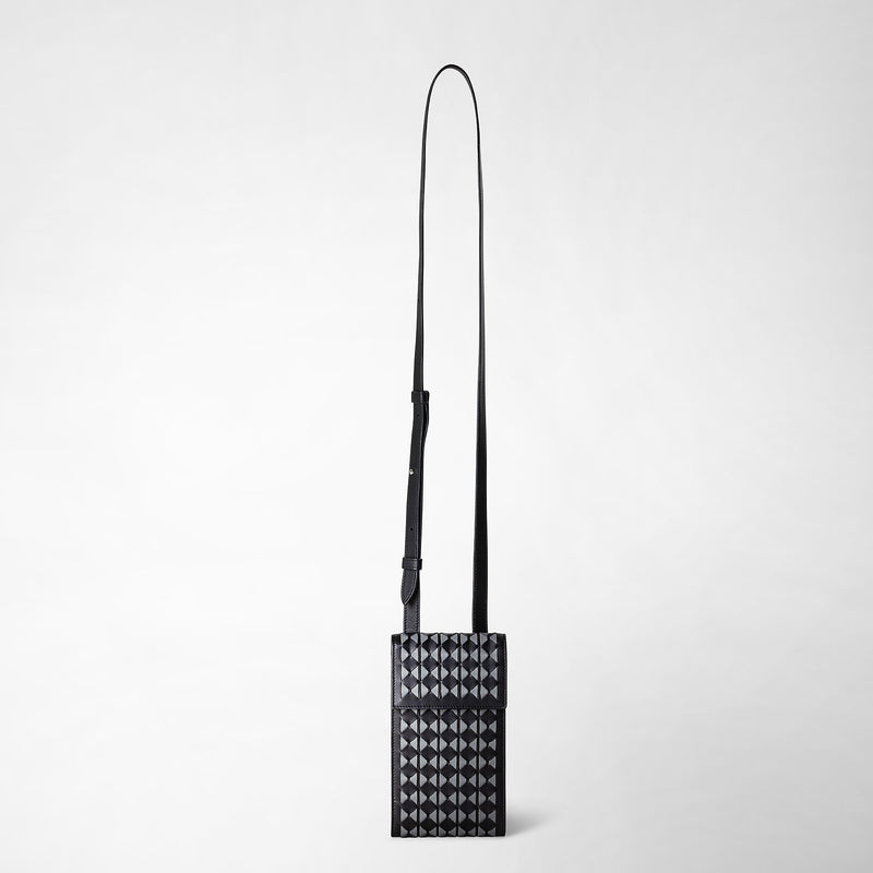 Serapian Phone case with strap in mosaico black asphalt gray Offerta Giorno del Papà