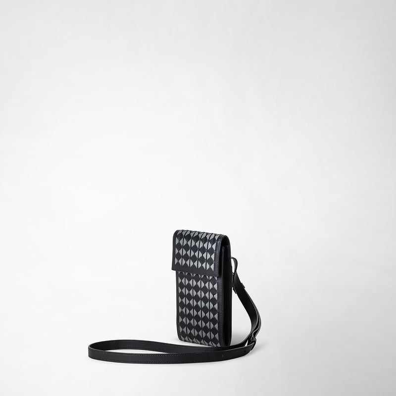 Serapian Phone case with strap in mosaico black asphalt gray Offerta Giorno del Papà