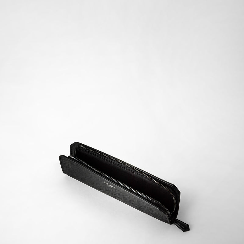 Serapian Pencil case in cachemire leather eclipse black Smaltimento dello stoccaggio
