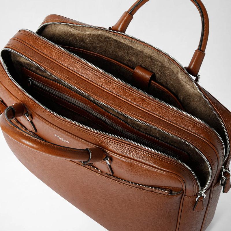 Serapian BORSA BUSINESS GRANDE IN PELLE CACHEMIRE Nuovo