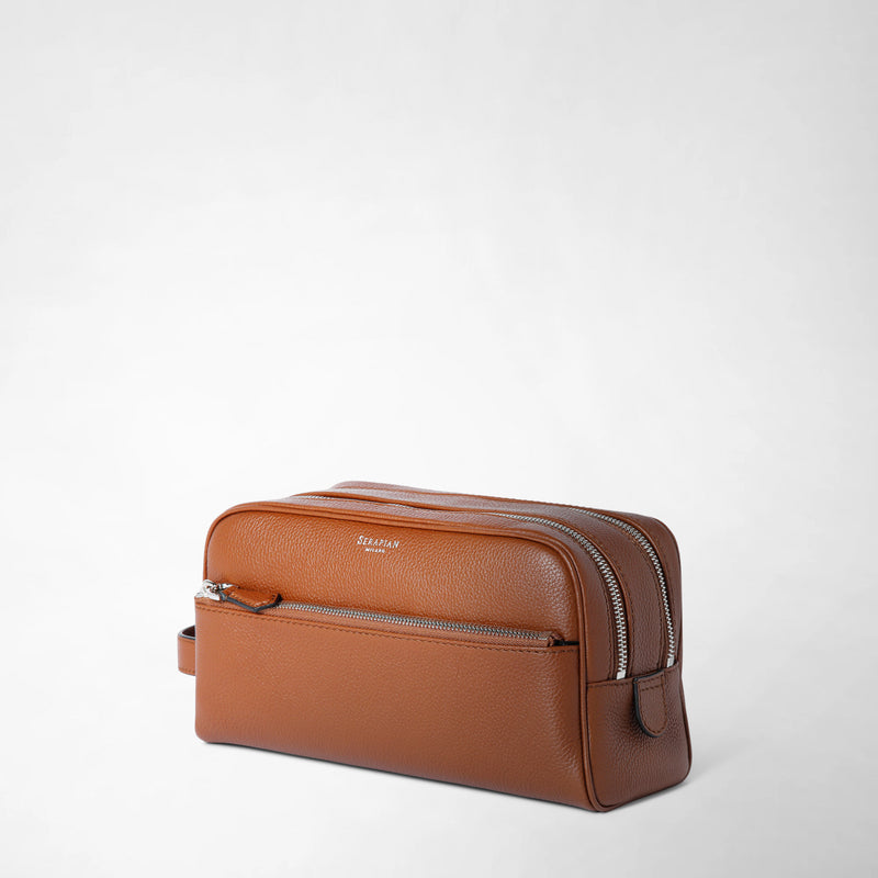 Serapian TROUSSE DA BAGNO CON DOPPIA ZIP IN PELLE CACHEMIRE Qualità